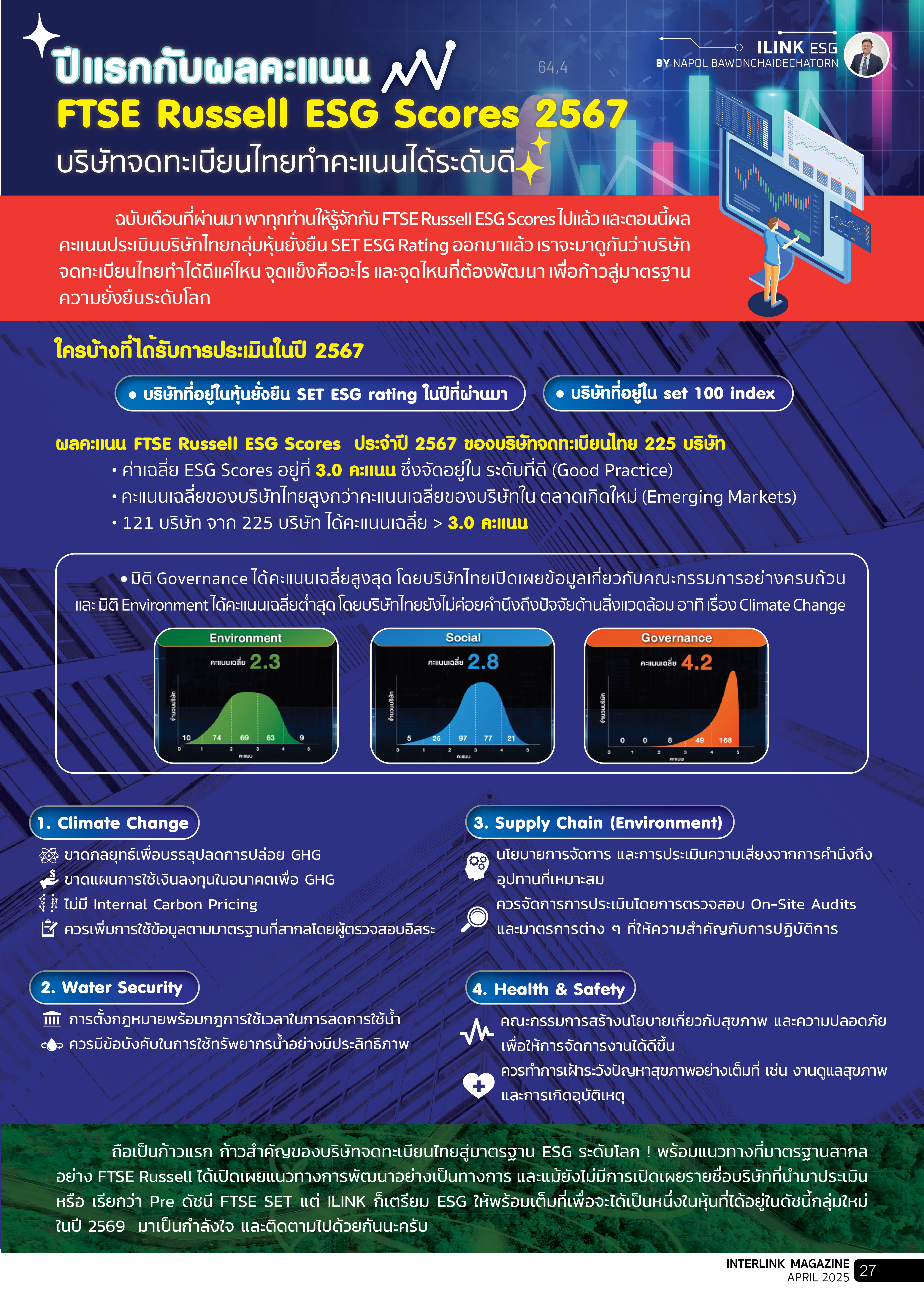 First-Year FTSE Russell ESG Scores 2024 Results Show Thai Listed Companies Achieving Strong Performance - April - 2025